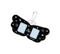 HOOLRZI Porte-cartes photo coréen avec porte-clés - Pendentif carte de bus - Porte-cartes photo de dessin animé, Noir