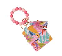 HOOLRZI Porte-cartes tendance en polyuréthane avec détails perlés pour femme Cadeau ou usage quotidien Accessoire de sac à main fait à la main, a