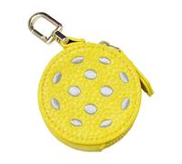HOOLRZI Porte-clé tendance en cuir PU pour tenues décontractées, robuste, étanche, accessoire de football, basket-ball, Boule jaune, taille unique