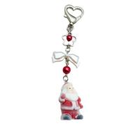 HOOLRZI Porte-clés de Noël floqué Père Noël avec pendentif étoile et nœud papillon portable pour enfants et adultes usage quotidien