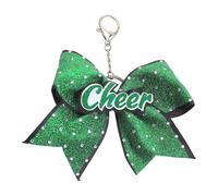 HOOLRZI Porte-clés unique en tissu avec nœud de pom-pom girl, décoration de sac à dos, cadeau d'anniversaire ou de vacances, vert foncé, taille unique