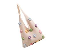 HOOLRZI Sac à bandoulière élégant à motif floral, léger et pratique, en tricot, pour un usage quotidien et un jumelage facile des sacs pour étudiants, couleur