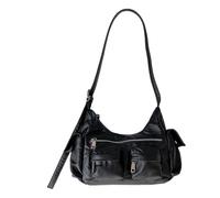 HOOLRZI Sac à bandoulière élégant pour les trajets et le shopping avec sac à bandoulière confortable en polyuréthane souple pour femmes et filles, sac à bandoulière tendance, Noir