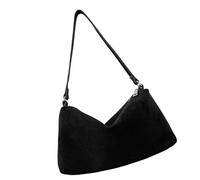 HOOLRZI Sac à bandoulière vintage en daim pour femme, sac à main compact sous les aisselles, sac à main en daim pour femme, sac à main pour entraînement, courses, voyage, Noir , One Size