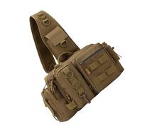 HOOLRZI Sac à dos à bandoulière pour matériel de pêche pour homme Sac de rangement avec support de canne à pêche Sac en nylon pour la pêche et la randonnée, kaki