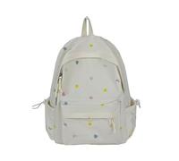 HOOLRZI Sac à dos à motif étoile pour adolescents avec sangle respirante et poches multiples - Sac pratique en nylon - Pour activités de plein air - Sangle renforcée, blanc, S, Beauté de masse