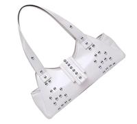 HOOLRZI Sac à main en cuir synthétique en forme de raviolis offrant un grand espace pour les essentiels dans des designs punk élégants pour festival de musique, blanc