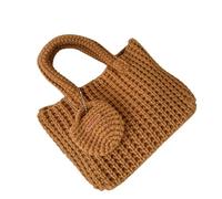 HOOLRZI Sac à main ergonomique en fil de crochet avec grand rangement en tricot avec poignée supérieure pour les femmes tendance qui aiment les accessoires faits à la main, sac à la mode pour femme, a