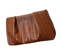 HOOLRZI Sac de soirée tissé pour femme, sac à main sans sangle, sac à main élégant en cuir PU, sac à dîner pour le bureau, sac à main décontracté multifonctionnel, marron, One Size