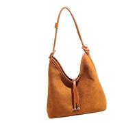 HOOLRZI Sacs à bandoulière pour femme en faux daim avec sangle réglable - Sac à main tendance - Sac à main Hobos, marron, One Size