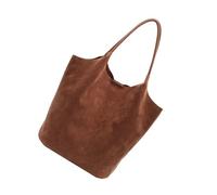 HOOLRZI Sacs Hobos en faux daim avec poignée sur le dessus - Sac à main avec fermeture - Sac à bandoulière pour femme, marron, One Size