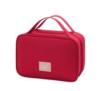 HOOLRZI Trousse de toilette de grande capacité, pratique pour ranger les cosmétiques, les outils de maquillage, les fournitures de salle de bain, rouge vin, As shown