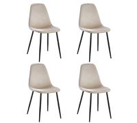 Hooma Lot de 4 Chaises Scandinaves de Cuisine, Salle à manger, Salon, Chambre, Bureau, en Velours et Métal - Beige