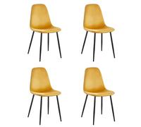 Hooma Lot de 4 Chaises Scandinaves de Cuisine, Salle à manger, Salon, Chambre, Bureau, en Velours et Métal - Jaune