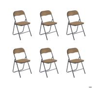 Hooma - Lot de 6 chaises pliantes d'intérieur et confortables en velours et métal - Marron - Pratique et fonctionnelle - Légère