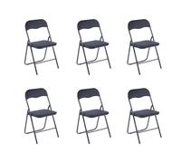 Hooma - Lot de 6 chaises pliantes d'intérieur et confortables en velours et métal - Pratique et fonctionnelle - Noir