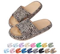 Hoomall Pantoufles Claquettes Femmes Hommes Ultra Doux Claquettes de Douche Antidérapante Confortable Chaussons Chaussures de Maison Piscine Plage Intérieur Slides Eté(Imprimé léopard,36/37 EU)