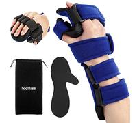 HOOMTREE Attelle de la main au repos droite&gauche avec séparateur de doigts Immobilisateur de nuit fonctionnel Attelle de doigt du poignet pour la douleur du canal carpien,tendinite (Droit,Bleu)