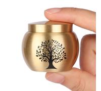 HOOMTREE Petite urne funéraire pour Cendres humaines en Laiton avec Motif Arbre de Vie, Mini urne funéraire pour Cendres Adultes, Femmes, Animaux domestiques, Peut contenir jusqu'à 2,3 Pouces Cubes