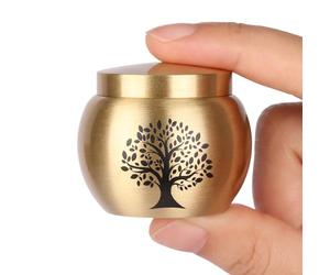 HOOMTREE Petite urne funéraire pour Cendres humaines en Laiton avec Motif Arbre de Vie, Mini urne funéraire pour Cendres Adultes, Femmes, Animaux domestiques, Peut contenir jusqu'à 2,3 Pouces Cubes