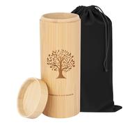 HOOMTREE Urne funéraire Moyenne pour Cendres humaines avec Couvercle à Visser, Urne-Souvenir en Bambou, Tube de Dispersion de Cendres, orné d'un Motif gravé Arbre de Vie