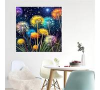 Hoonjiin 5D Ciel étoilé Diamond Painting,DIY Pissenlit Peinture Diamant Adulte,Peinture Diamant Artisanat Point de Croix,pour Décoration Murale Square Drill - 40x40cm