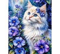 Hoonjiin Arc Chat Peinture Numero Adulte avec Cadre,Paint by Numbers peinture par numero adulte Fleur,DIY Peinture Acrylique Numéro d'art avec Pinceaux pour Décoration et Cadeaux(60x75cm)