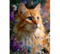 Hoonjiin Chat orange Peinture Numero Adulte sans Cadre,Paint by Numbers peinture par numero adulte Fleur,DIY Peinture Acrylique Numéro d'art avec Pinceaux pour Décoration et Cadeaux(30x40cm)