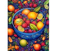 Hoonjiin Fruits Citron Peinture Numero Adulte avec Cadre,Paint by Numbers peinture par numero adulte Fraise,DIY Peinture Acrylique Numéro d'art avec Pinceaux pour Décoration et Cadeaux(40x50cm)