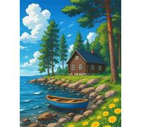Hoonjiin Navire Mer Peinture Numero Adulte sans Cadre,Paint by Numbers peinture par numero adulte Forêt,DIY Peinture Acrylique Numéro d'art avec Pinceaux pour Décoration et Cadeaux(40x50cm)