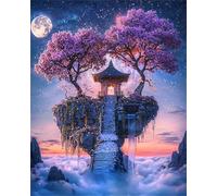Hoonjiin Pavillon flottant Peinture Numero Adulte sans Cadre,Paint by Numbers peinture par numero adulte Arbre,DIY Peinture Acrylique Numéro d'art avec Pinceaux pour Décoration et Cadeaux(55x70cm)
