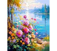 Hoonjiin Paysages extérieurs Peinture Numero Adulte avec Cadre,Paint by Numbers peinture par numero adulte Fleur,DIY Peinture Acrylique Numéro d'art avec Pinceaux pour Décoration et Cadeaux(30x40cm)