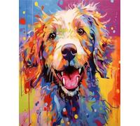 Hoonjiin Peinture par Numero Adulte avec Cadre Chien graffiti,Animal Bricolage Kit de peinture par numéros pour adulte débutants,Peinture Acrylique à l'huile pour Décoration Murale Maison 22x28inch
