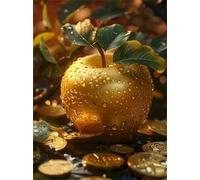 Hoonjiin Peinture par Numero Adulte avec Cadre Fruit d’or,Feuilles Bricolage Kit de peinture par numéros pour adulte débutants,Peinture Acrylique à l'huile pour Décoration Murale Maison 20x26inch