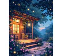 Hoonjiin Peinture par Numero Adulte sans Cadre Nuit d’été,Chaumière Bricolage Kit de peinture par numéros pour adulte débutants,Peinture Acrylique à l'huile pour Décoration Murale Maison 18x24inch