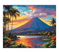 Hoonjiin Peinture par Numéro Volcanique Adulte,Bricolage Peinture à l'huile par Numéro d'art sur Toile Artisanat avec Pinceaux Peintures Acryliques,Paysage Decoration Maison Cadeau 30x40cm