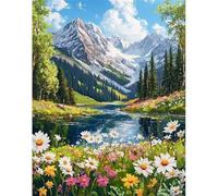 Hoonjiin Ruisseau du canyon Peinture Numero Adulte avec Cadre,Paint by Numbers peinture par numero adulte Arbre,DIY Peinture Acrylique Numéro d'art avec Pinceaux pour Décoration et Cadeaux(60x90cm)