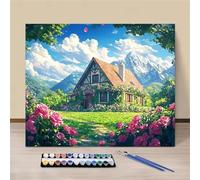 Hoonjiin Villa Jardin Peinture par Numéro pour Adulte,DIY Plantes Kit de peinture à l'huile sur Toile pour Débutants Avec Pinceau Pigment Acrylique,Decoration Maison 55x70cm(sans Cadre)