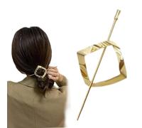 Hoop and Pin Barrette,Vintage Geometric Gold Oval Metal Hair Cuff Pin Barrette Circle Clip Accessories,Hair Edit Hoop and Pin for Women (Gold A)