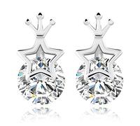 Hoop Earrings for WomenStylish 925 Fashion Shiny Crystal Crown Ladies Stud Earrings Jewelry Allergy Birthday Gift/Clear