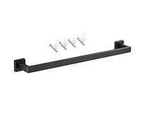 Hoopever 600mm Acier Inoxydable Rail de Barre de Serviette Noir Rack Carré étagère de Salle de Bains à Barre Simple Porte-Serviette Monté au Mur vis Rail de Serviette de Cuisine, 20 Ans de Garantie