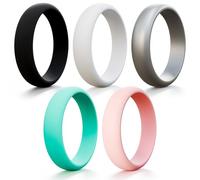HOOPLE Alliances en silicone pour femme, bagues d'anniversaire empilables, alliances en caoutchouc flexible pour un style de vie actif, l'entraînement, la gym, le travail et le quotidien, 5.5 - 6