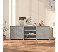 Hoopleep 3 pièces - Buffet en bois gris béton - Espace de rangement pour chambre à coucher, salon, couloir - Ensemble de meubles pratique - Commode pour vêtements et organisation