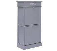 Hoopleep Armoire à chaussures, grise, 50 x 28 x 98 cm, en bois de paulownia, avec 2 compartiments basculants, organiseur étroit pour entrée, rangement de chaussures hautes
