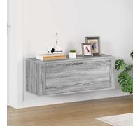 Hoopleep Armoire à chaussures murale, 100 x 35 x 38 cm, en matériau dérivé du bois, robuste, pour entrée, rangement peu encombrant, avec porte rabattable - Gris Sonoma