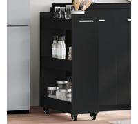 Hoopleep Armoire à roulettes noire 60 x 22 x 79 cm, en matériau dérivé du bois, meuble mobile pour cuisine, garde-manger, chambre à coucher, rangement polyvalent