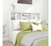 Hoopleep Armoire à tête de lit blanche, 140 x 19 x 103,5 cm, en bois dérivé du bois, montage mural, espace de rangement pour livres, tête de lit, design moderne, lit queen size et lits jumeaux