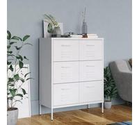 Hoopleep Armoire à tiroirs blanche 80 x 35 x 101,5 cm en acier à 6 tiroirs avec extension complète pour garde-manger, cuisine, chambre à coucher, meubles de rangement