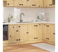 Hoopleep Armoire avec porte, miel, 80 x 46 x 81,5 cm, en bois de pin massif, moderne, pour salle à manger, grand espace de rangement, durable