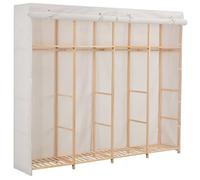 Hoopleep Armoire blanche - 200 x 40 x 170 cm - En tissu avec structure en bois robuste - Compartiments ouverts pour chambre à coucher - Montage facile